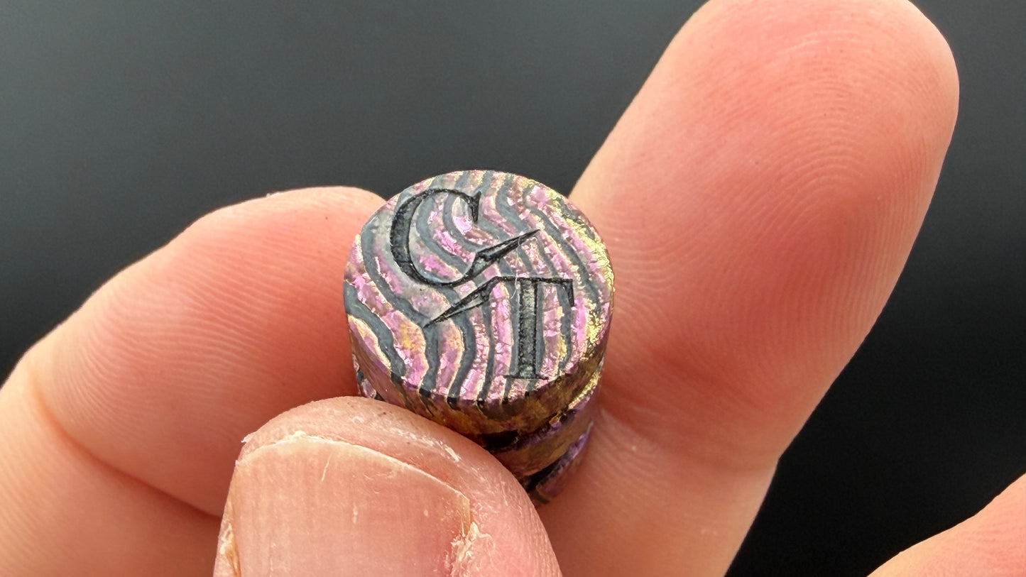 Pink and Gold Zircuti two line The End Bead