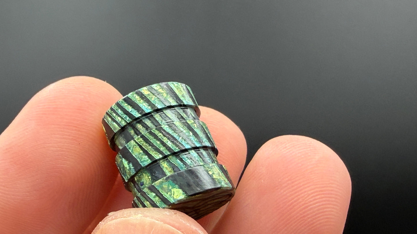Green ZircuTi two line The End Bead