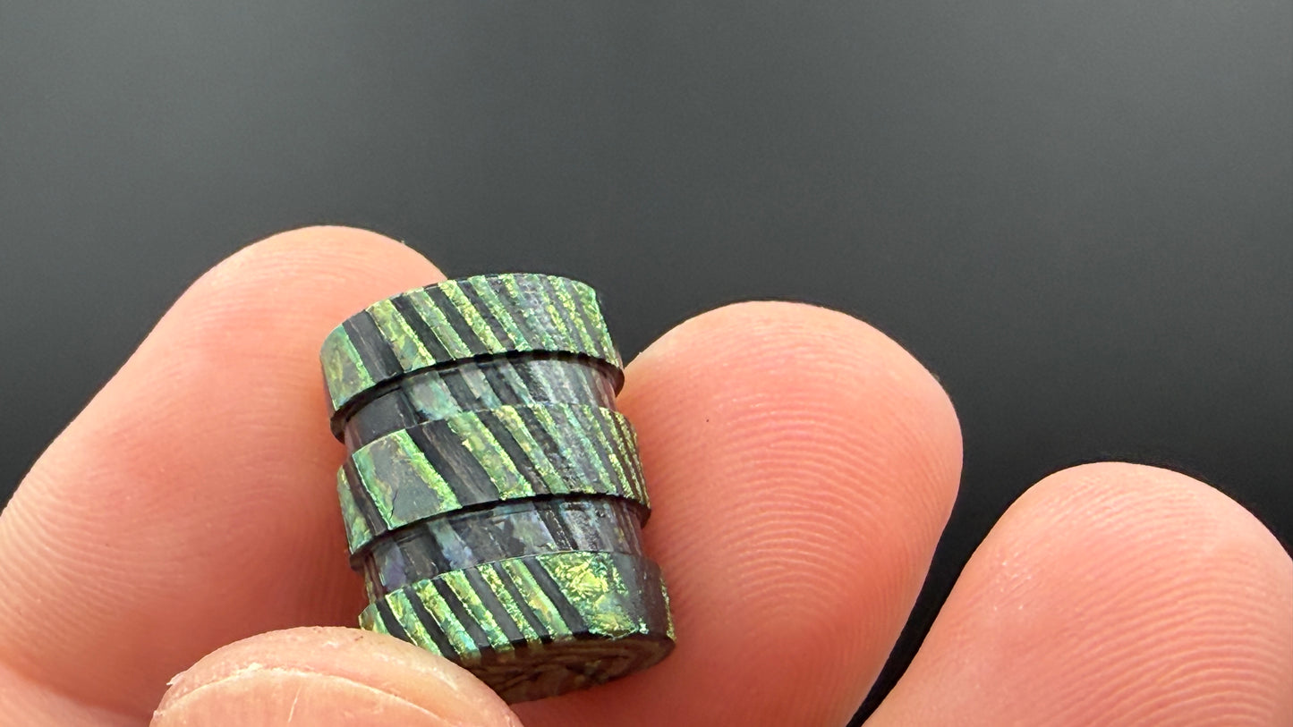 Green ZircuTi two line The End Bead