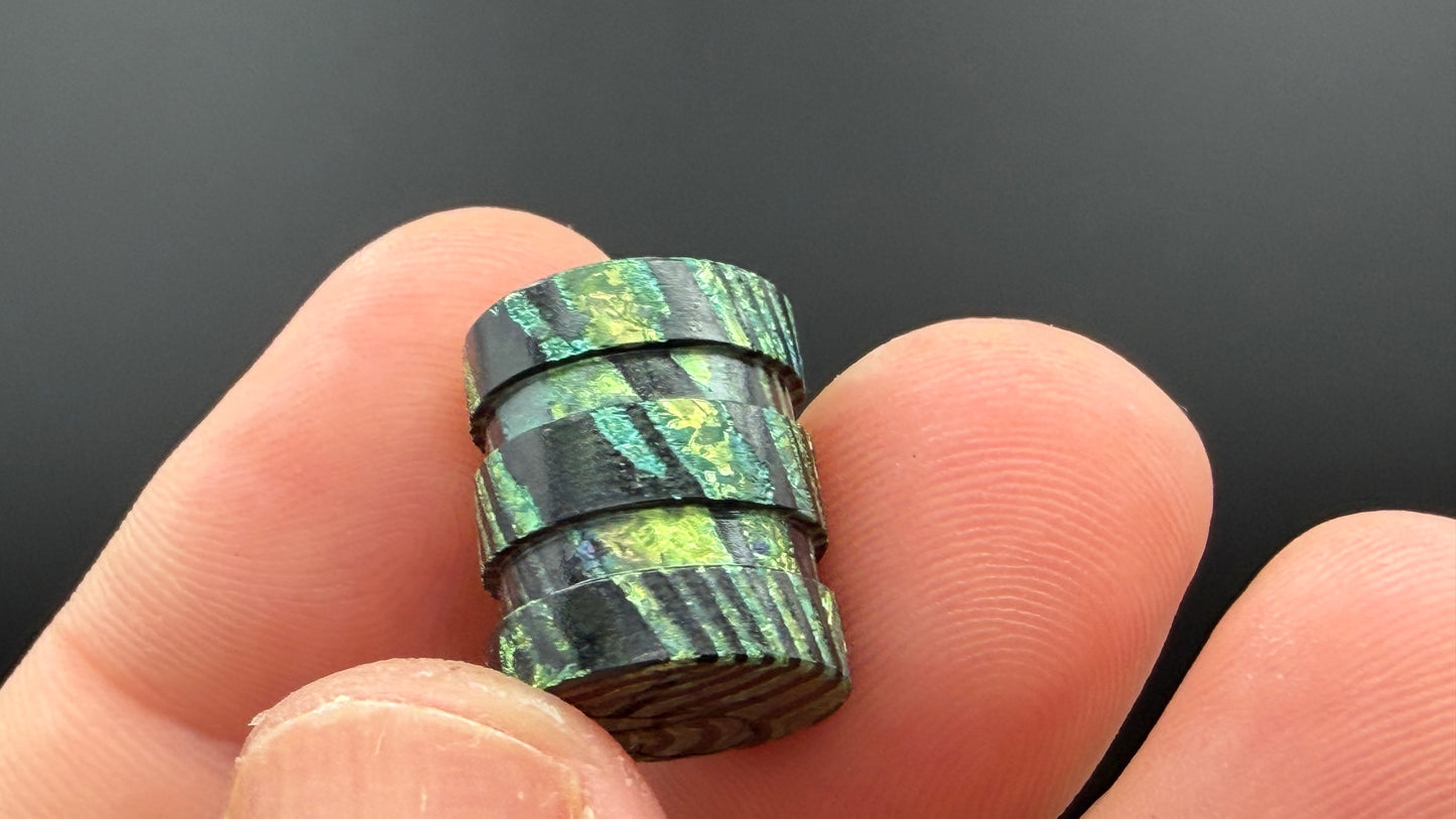 Green ZircuTi two line The End Bead