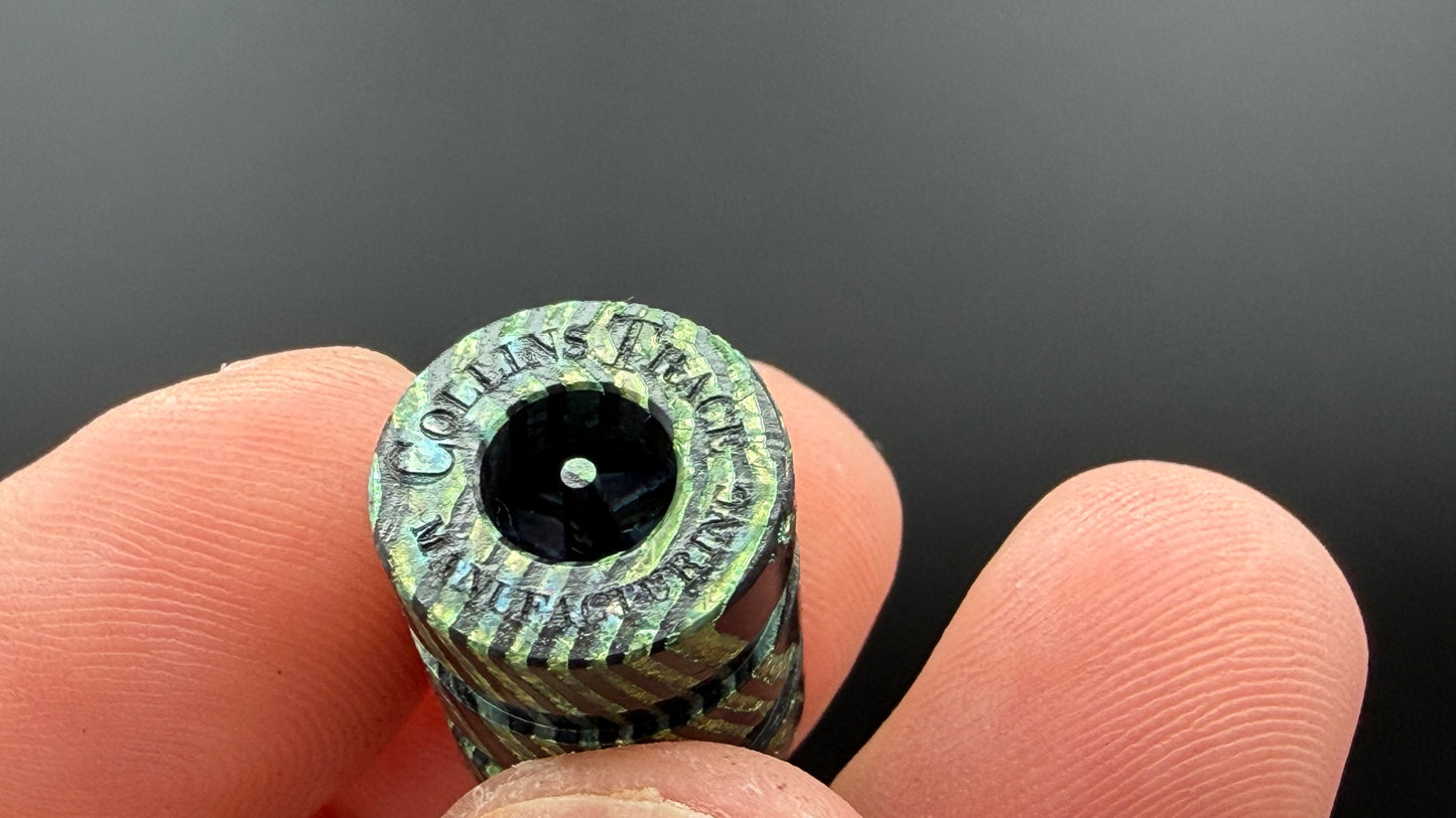 Green ZircuTi two line The End Bead